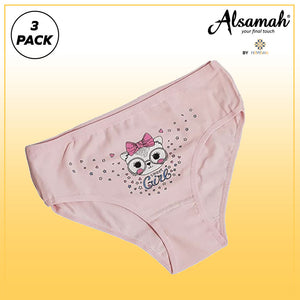 3-pack printed girl's inderpant 96% Cotton